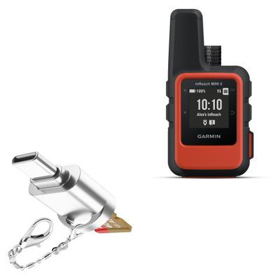 BoxWave Adapter Compatible with Garmin inReach Mini 2 - Micro SD Card miniReader, USB Type-C OTG Reader USB3.0 Adapter Keychain - Metallic Silver