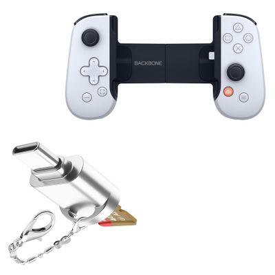 BoxWave Adapter Compatible with Backbone One PlayStation Edition (iPhone) - Micro SD Card miniReader, USB Type-C OTG Reader USB3.0 Adapter Keychain - Metallic Silver