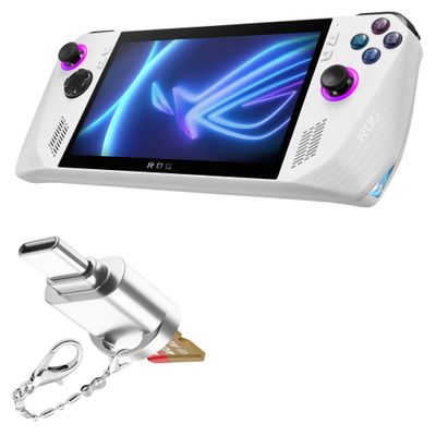 BoxWave Adapter Compatible with ASUS ROG Ally Z1 - Micro SD Card miniReader, USB Type-C OTG Reader USB3.0 Adapter Keychain - Metallic Silver