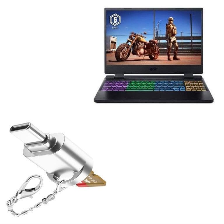 BoxWave Adapter Compatible with Acer Nitro 5 (AN515-58-552Y) - Micro SD Card miniReader, USB Type-C OTG Reader USB3.0 Adapter Keychain - Metallic Silver