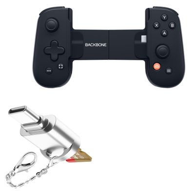 BoxWave Adapter Compatible with Backbone One (Android) - Micro SD Card miniReader, USB Type-C OTG Reader USB3.0 Adapter Keychain - Metallic Silver