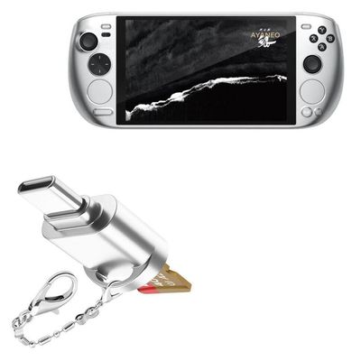 BoxWave Adapter Compatible with Ayaneo Kun - Micro SD Card miniReader, USB Type-C OTG Reader USB3.0 Adapter Keychain - Metallic Silver