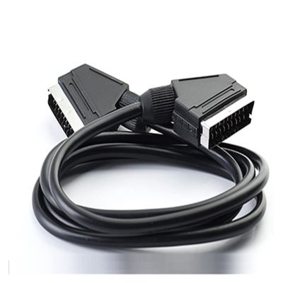 Milkweed European Standard Scart Line 21-pin Male to Male Extension Cable Broom Head European Au-dio and Video Extension 1.5 Meters Cable, Black