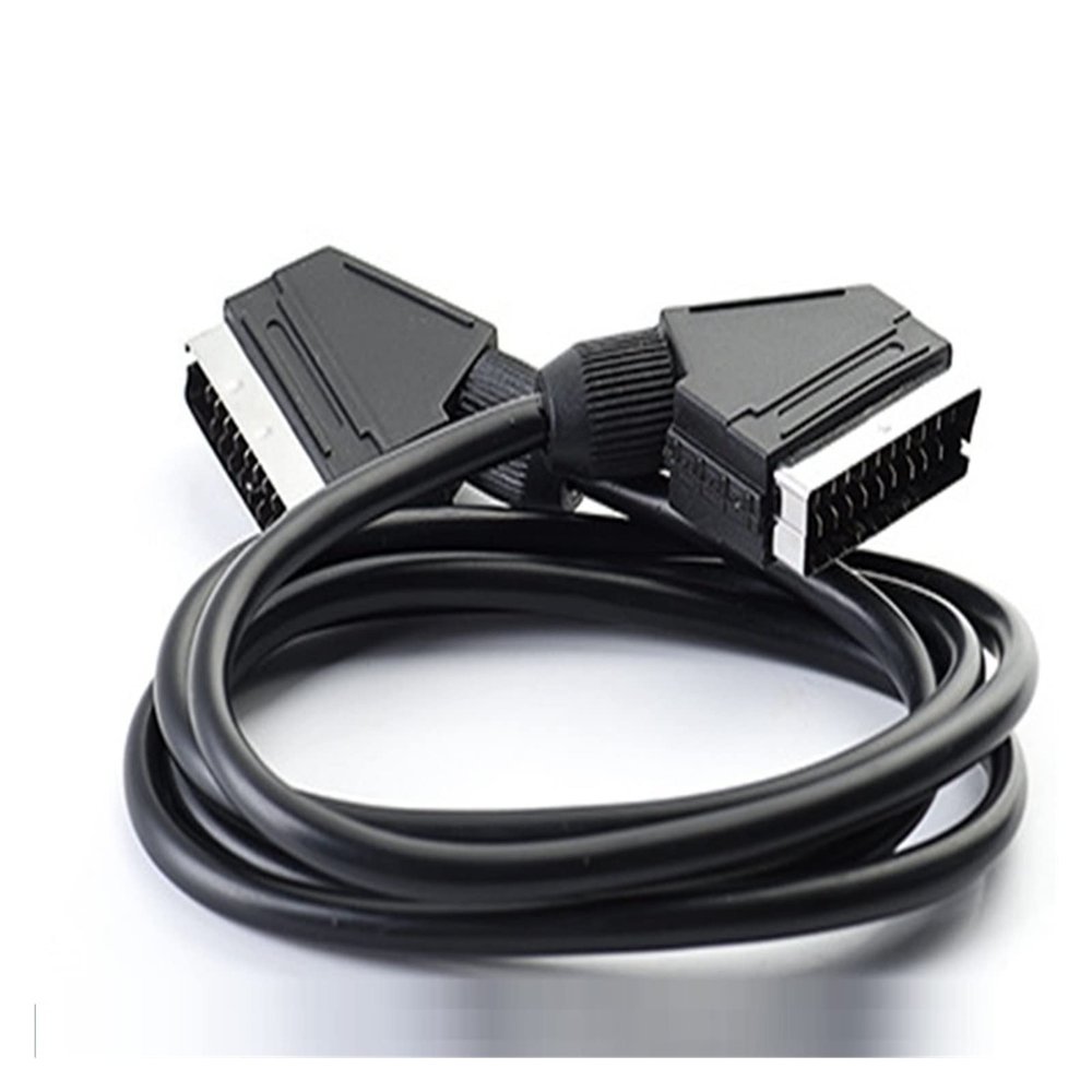 Milkweed European Standard Scart Line 21-pin Male to Male Extension Cable Broom Head European Au-dio and Video Extension 1.5 Meters Cable, Black