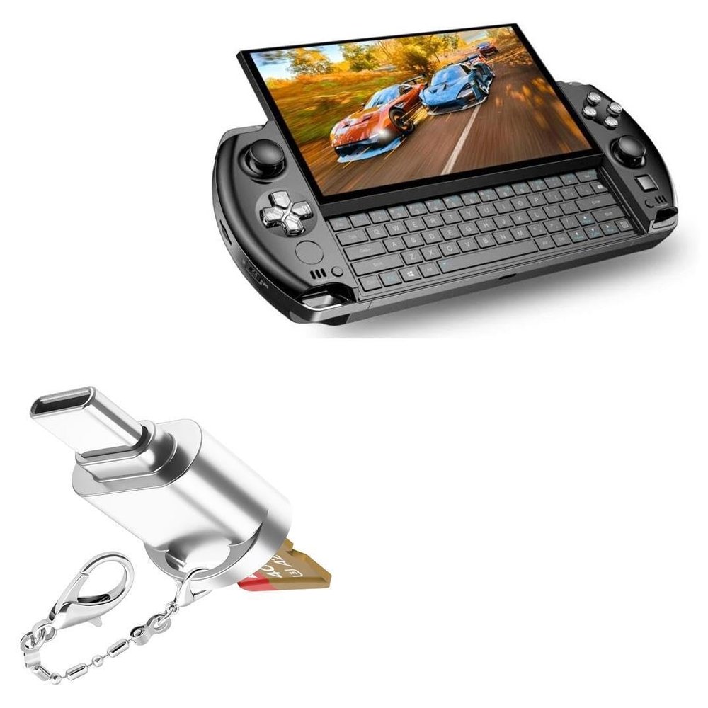 BoxWave Adapter Compatible with GPD Win 4 (2023) - Micro SD Card miniReader, USB Type-C OTG Reader USB3.0 Adapter Keychain - Metallic Silver