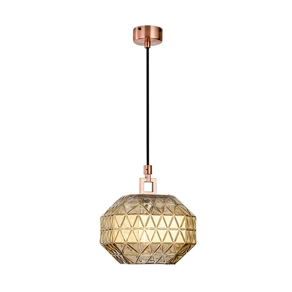 SteFik Glass Pendant Light Post-Modern Bedroom Single-Headed Chandelier, Engraved Glass Ceiling Hanging Lamp - Light Luxury Dining Room Bar Lamps Interesting Life,Pendant