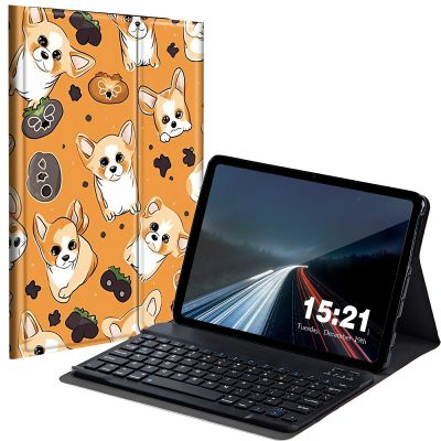 BREIDMKFM Keyboard Case for Samsung Galaxy Tab A 10.1 2019, Galaxy Tab A 10.1 SM-T510/SM-T515/SM-T517 Smart Tablet Cover with Detachable Wireless Bluetooth Keyboard, Cute Dogs