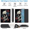 BREIDMKFM Keyboard Case for Samsung Galaxy Tab A7 Lite 8.7 inch 2021, Galaxy Tab A7 Lite SM-T220/ T225/ T227 Tablet Cover with Detachable Wireless Bluetooth Keyboard, Blue Red Rose Skull view 3