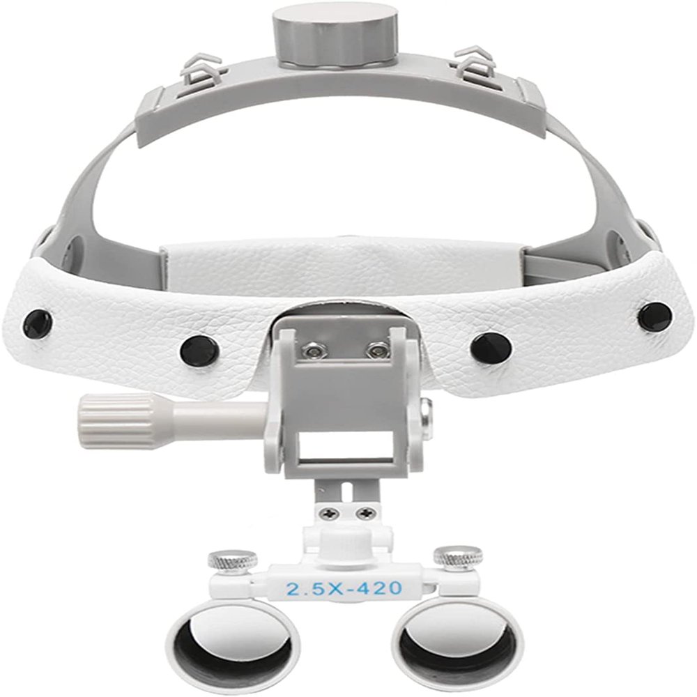 2.5X 420MM Binocular Magnifier Loupes Optical Glasses,Adjustable Headband Magnifying Glass DY-107 (White)