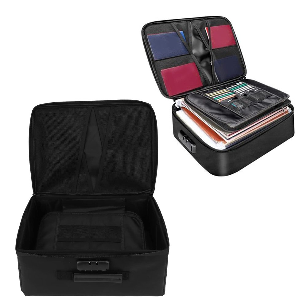 Gavigain Fireproof Document Bag, High Temperature Resistant Waterproof Filing Storage Box, Portable Fireproof File Box with Lock for Office Travel