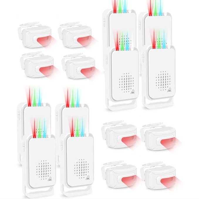 GreenCycle 8PK Wireless Driveway Alert Motion Alarm Outside Motion Sensor Detector Doorbell Chime Kit Waterproof Weatherproof DIY Home Security for Garden Shed Outdoor Security Office Elderly Visitor