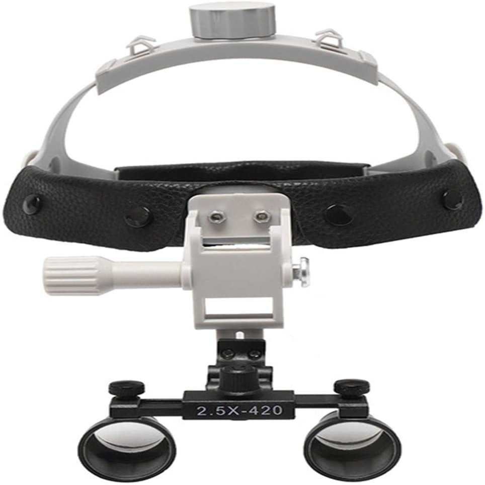 2.5X 420MM Binocular Magnifier Loupes Optical Glasses,Adjustable Headband Magnifying Glass DY-107 (Black)