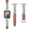 Juntan Leather Watch Band with Metal Chain Compatible for Apple Watch 38mm 40mm 41mm 42mm 44mm 45mm 49mm (42mm/44mm/45mm/49mm, Brown+Silver) view 1