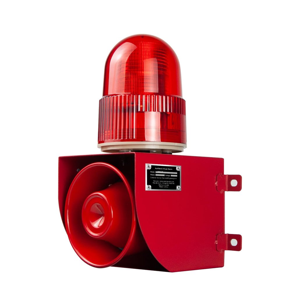 EOKHEOY Outdoor Alarm Siren IP65 Waterproof 120dB Speaker Siren with Strobe Light 1 Tone 25Watt AC110-120V Industrial Emergency Loud Siren EOK-01