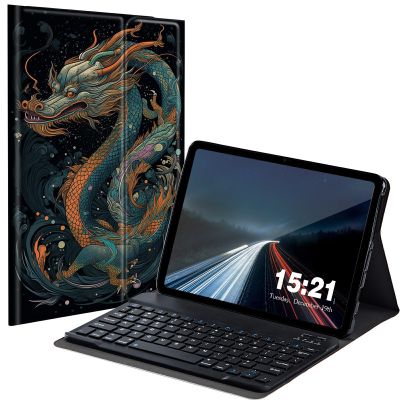 BREIDMKFM Keyboard Case for Kindle Fire HD 10 & 10 Plus Tablet (13th/11th Gen, 2023/2021 Release) 10.1", Smart Tablet Cover with Detachable Wireless Bluetooth Keyboard, Dragon