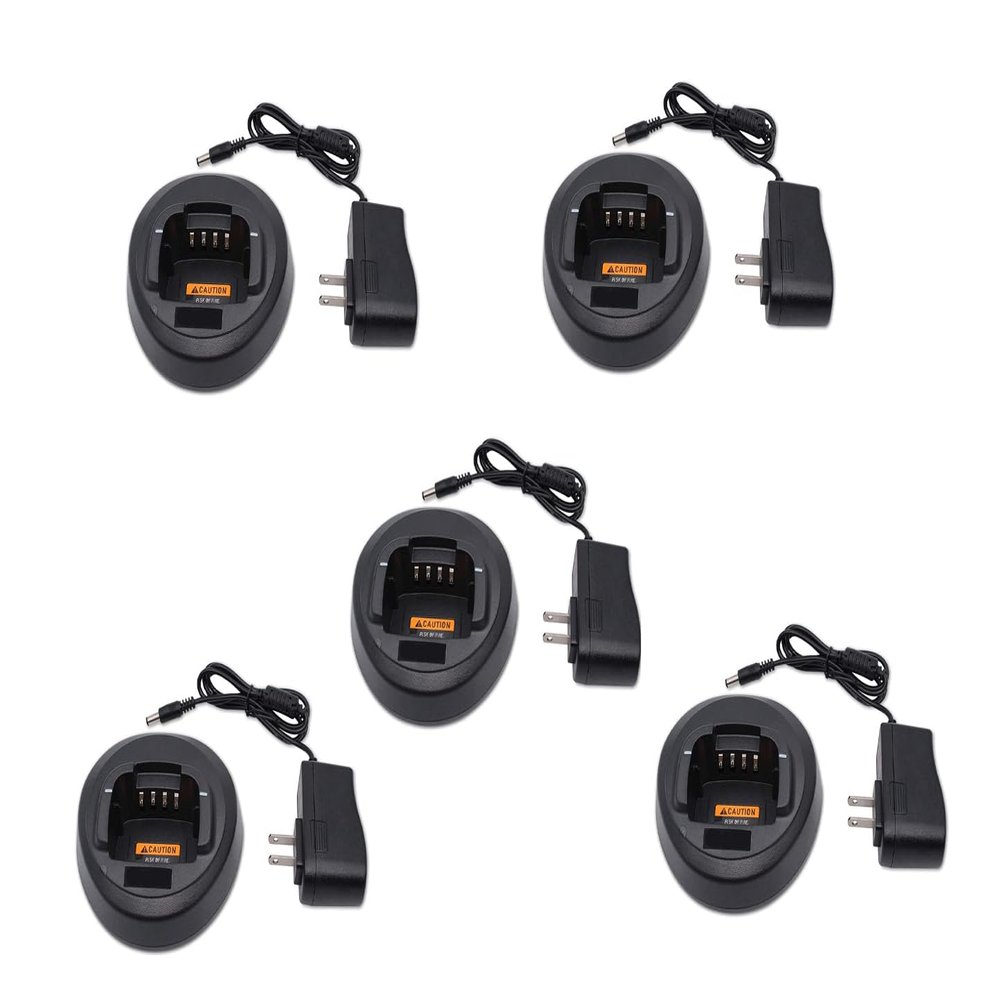 (5 Pack) Charger Compatible for Motorola CP185 CP100D CP476 CP477 CP1300 CP1600 CP1660 EP350 P140 P145 P160 Radio PMNN4476A PMNN4081AR PMNN4080 PMLN5398 PMLN5228A