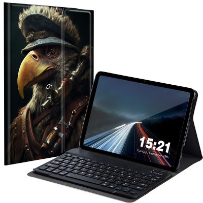 BREIDMKFM Keyboard Case for Kindle Fire HD 8 & 8 Plus Tablet (12th/10th Gen, 2022/2020 Release) 8", Smart Tablet Cover with Detachable Wireless Bluetooth Keyboard, Eagle with Gun