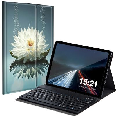 BREIDMKFM Keyboard Case for Kindle Fire HD 8 & 8 Plus Tablet (12th/10th Gen, 2022/2020 Release) 8", Smart Tablet Cover with Detachable Wireless Bluetooth Keyboard, White Lotus
