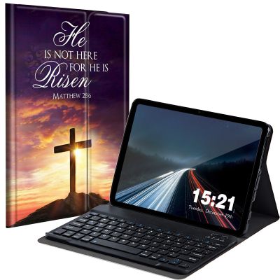 BREIDMKFM Keyboard Case for Kindle Fire HD 8 & 8 Plus Tablet (12th/10th Gen, 2022/2020 Release) 8", Smart Tablet Cover with Detachable Wireless Bluetooth Keyboard, Jesus Bible Cross Christian