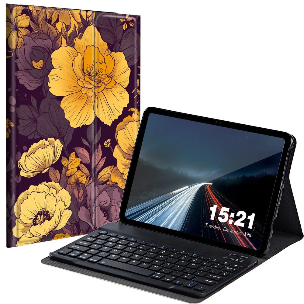 BREIDMKFM Keyboard Case for Kindle Fire HD 8 & 8 Plus Tablet (12th/10th Gen, 2022/2020 Release) 8", Smart Tablet Cover with Detachable Wireless Bluetooth Keyboard, Floral