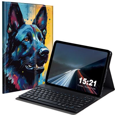 BREIDMKFM Keyboard Case for Kindle Fire HD 8 & 8 Plus Tablet (12th/10th Gen, 2022/2020 Release) 8", Smart Tablet Cover with Detachable Wireless Bluetooth Keyboard, Colorful Rainbow Dog