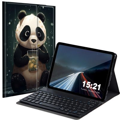 BREIDMKFM Keyboard Case for Kindle Fire HD 8 & 8 Plus Tablet (12th/10th Gen, 2022/2020 Release) 8", Smart Tablet Cover with Detachable Wireless Bluetooth Keyboard, Panda