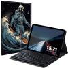 BREIDMKFM Keyboard Case for Kindle Fire HD 10 & 10 Plus Tablet (13th/11th Gen, 2023/2021 Release) 10.1", Smart Tablet Cover with Detachable Wireless Bluetooth Keyboard, Spaceman Skateboarding view 1