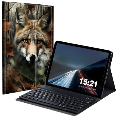 BREIDMKFM Keyboard Case for Kindle Fire HD 10 & 10 Plus Tablet (13th/11th Gen, 2023/2021 Release) 10.1", Smart Tablet Cover with Detachable Wireless Bluetooth Keyboard, Forest Wolf