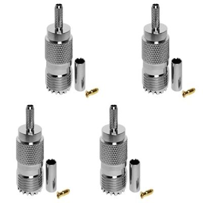 BJDZ 50Ohm 4Pcs UHF PL259 SO239 Female Straight Crimp Mount for Radio Coax LMR195 RG223 RG58 RG400 Connector for Walkie-Talkie System, 4G/5G Antenna, Drone of romote,