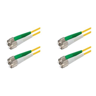 SpeedyFiberTX 2-Pack 300 Feet FC/A to FC/A Fiber Optic Patch Cable, Green and White Boots, Corning SMF-28 Ultra Single-Mode 9/125um Optical Fiber, Duplex Yellow Riser OFNR Cable Jacket