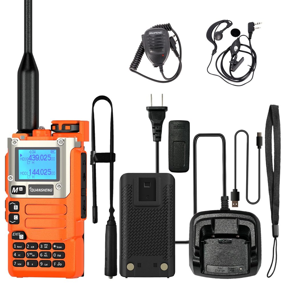 Quansheng UV-K5(8) Radio USB-C Charging Cable Two Way Radio Long Range with NOAA for Adults 5W U/V Dual Band DTMF AM FM Walkie Talkie with USB-C Cable and Tactical Antenna