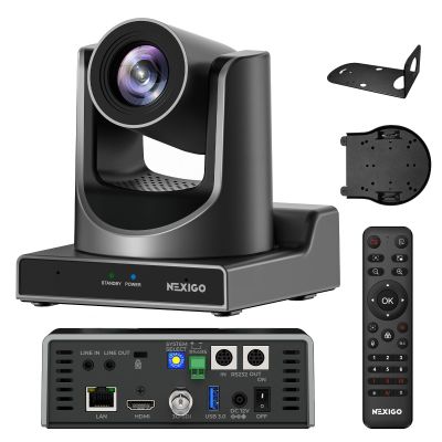 NexiGo PTZ Camera 20X Optical Zoom with PoE HDMI/3G-SDI/USB/LAN IP Streaming Outputs, Auto AI Tracking for Video Conferencing Live Streaming Meeting Church Services Worship Skype Zoom Teams OBS