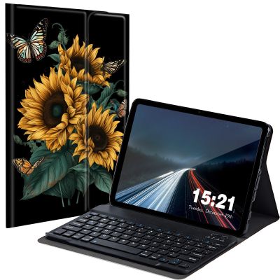 BREIDMKFM Keyboard Case for Kindle Fire HD 8 & 8 Plus Tablet (12th/10th Gen, 2022/2020 Release) 8", Smart Tablet Cover with Detachable Wireless Bluetooth Keyboard, Sunflower Butterfly