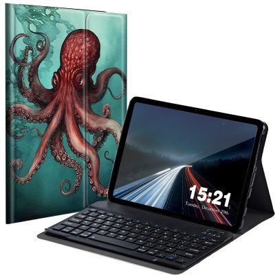 BREIDMKFM Keyboard Case for Kindle Fire HD 8 & 8 Plus Tablet (12th/10th Gen, 2022/2020 Release) 8", Smart Tablet Cover with Detachable Wireless Bluetooth Keyboard, Octopus