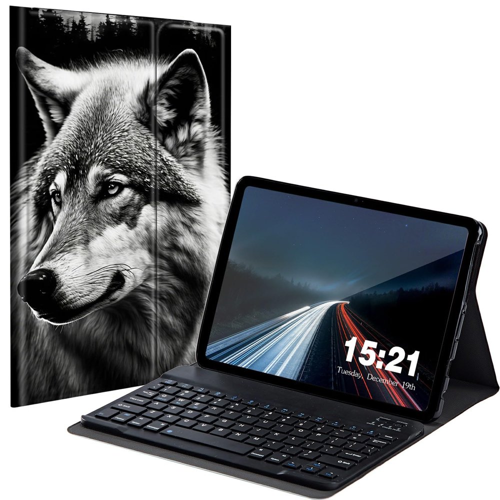 BREIDMKFM Keyboard Case for Kindle Fire Max 11 Case (13th Generation, 2023 Release) 11", Fire Max 11 2023 Tablet Cover with Detachable Wireless Bluetooth Keyboard, Lonely Wolf