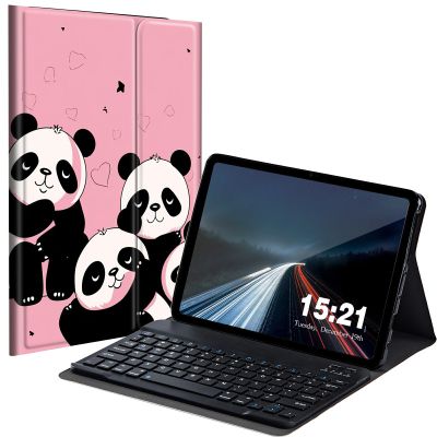 BREIDMKFM Keyboard Case for Kindle Fire Max 11 Case (13th Generation, 2023 Release) 11", Fire Max 11 2023 Tablet Cover with Detachable Wireless Bluetooth Keyboard, Pink Cute Pandas