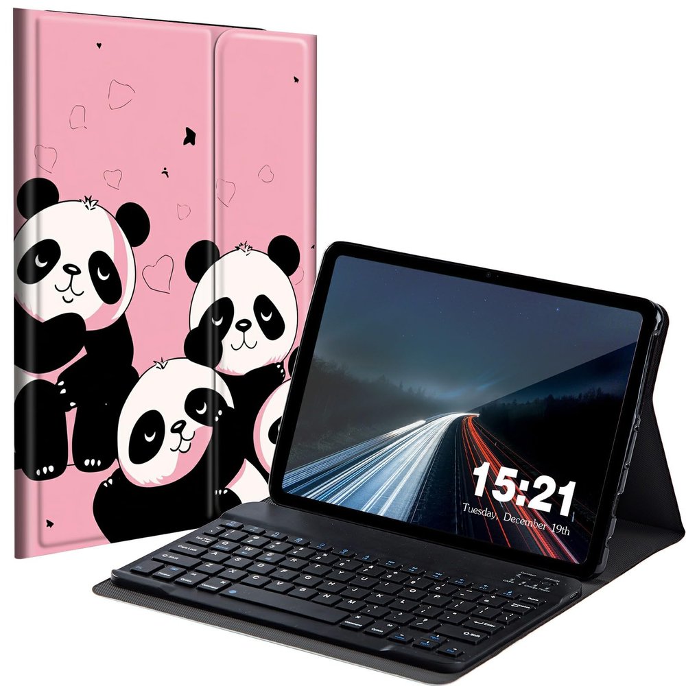 BREIDMKFM Keyboard Case for Kindle Fire Max 11 Case (13th Generation, 2023 Release) 11", Fire Max 11 2023 Tablet Cover with Detachable Wireless Bluetooth Keyboard, Pink Cute Pandas