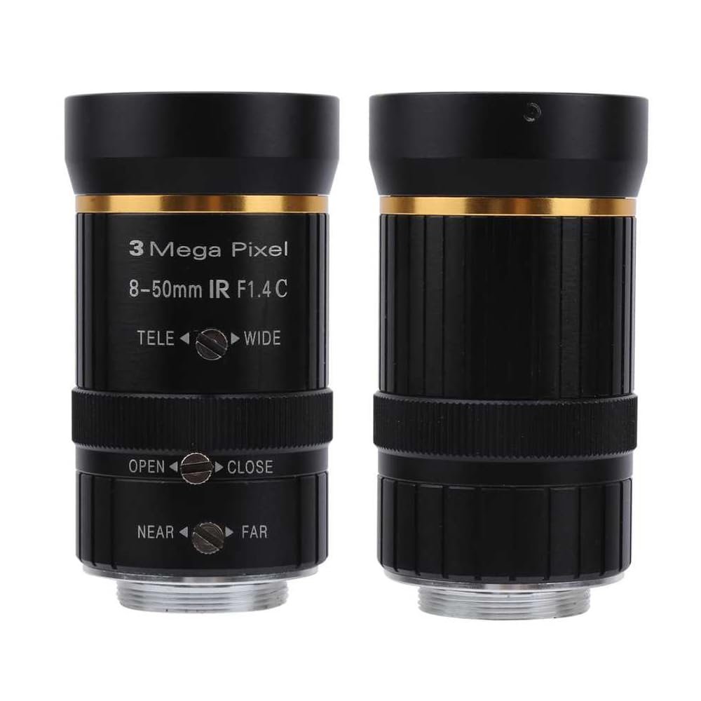 Two pcs 8-50mm C-Mount Zoom Lens for HD Cameras, 3 megapixel Camera Lens with C-CS Adapter, Industrial Telescope Lens