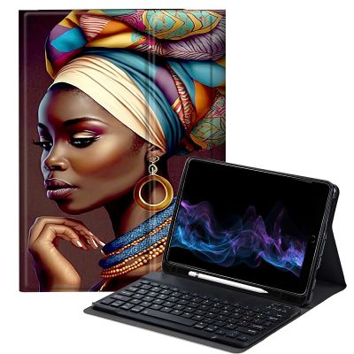 BFDHGQZC African Women Keyboard Case for iPad Air 3 2019 C/iPad Pro 10.5 Inch 2017,Slim Stand Protective Cover with Detachable Keyboard