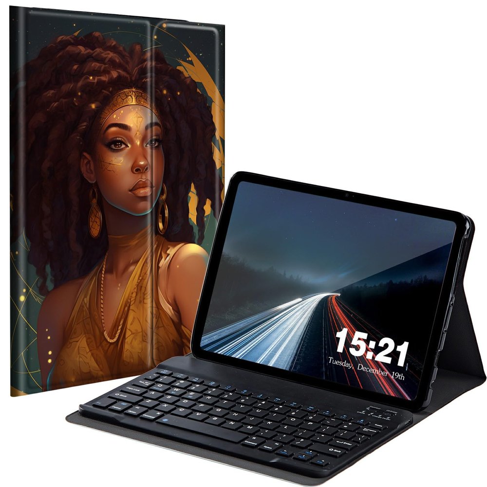 BREIDMKFM Keyboard Case for Kindle Fire Max 11 Case (13th Generation, 2023 Release) 11", Fire Max 11 2023 Tablet Cover with Detachable Wireless Bluetooth Keyboard, Black Girl