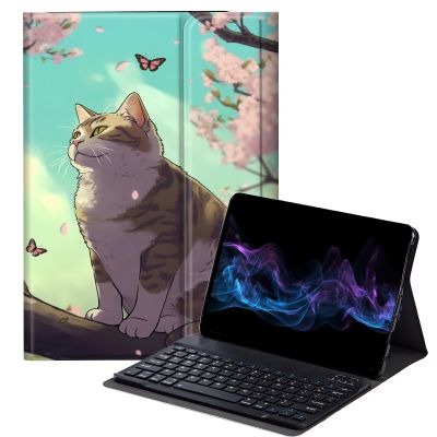 BFDHGQZC Butterfly Cat Keyboard Case for Kindle Fire HD 10 Tablet (13th Generation, 2023 Release),Slim Stand Protective Cover for Kindle Fire HD 10 2023 Tablet