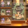 Greaxid Personalized Night Light for Kids Custom Engraved Name Acrylic LED Lights with Wood Base for Nursery Bedroom Decor Night Lamp, Customized Birthday Gifts for Boy and Girl,Deer view 1
