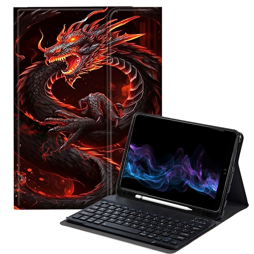 BFDHGQZC Red Dragon Keyboard Case for iPad Air 3 2019 C/iPad Pro 10.5 Inch 2017,Slim Stand Protective Cover with Detachable Keyboard