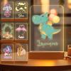 Greaxid Personalized Night Light for Kids Custom Engraved Name Acrylic LED Lights with Wood Base for Nursery Bedroom Decor Night Lamp, Customized Birthday Gifts for Boy,Dinosaur view 1