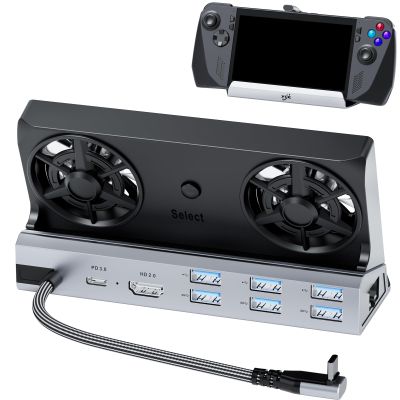 Dual Cooling Fans 12 in 1 Steam Deck Docking Station with 4K@60Hz 2.0,6 USB Ports,1000Mbps,USB-C 100W PD,40Gbps Adapter for Steam Deck/Rog Ally/Switch/Legion Go