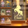 Greaxid Personalized Night Light for Kids Custom Engraved Name Acrylic LED Lights with Wood Base for Nursery Bedroom Decor Night Lamp, Customized Birthday Gifts for Girl,Unicorn view 1