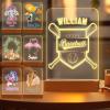 Greaxid Personalized Night Light for Kids Custom Engraved Name Acrylic LED Lights with Wood Base for Nursery Bedroom Decor Night Lamp, Customized Birthday Gifts for Boy,Baseball view 1