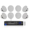 Sound Town Commercial Restaurant Bluetooth Amplifier + in-Ceiling Speaker Set, with One 2-Zone 70V/100V Amplifier with Bluetooth, 8 x Two-Way 4.5-Inch in-Ceiling Speakers, White (PAC80X8CS4N) view 1