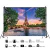 15x10ft Eiffel Tower Backdrop Paris Cityscape Bridge Lake Outdoor Scene Photography Background Honeymoon Travel Wedding Decoration Adults Portrait Supplies Photo Booth Props view 2