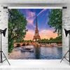 15x10ft Eiffel Tower Backdrop Paris Cityscape Bridge Lake Outdoor Scene Photography Background Honeymoon Travel Wedding Decoration Adults Portrait Supplies Photo Booth Props view 3